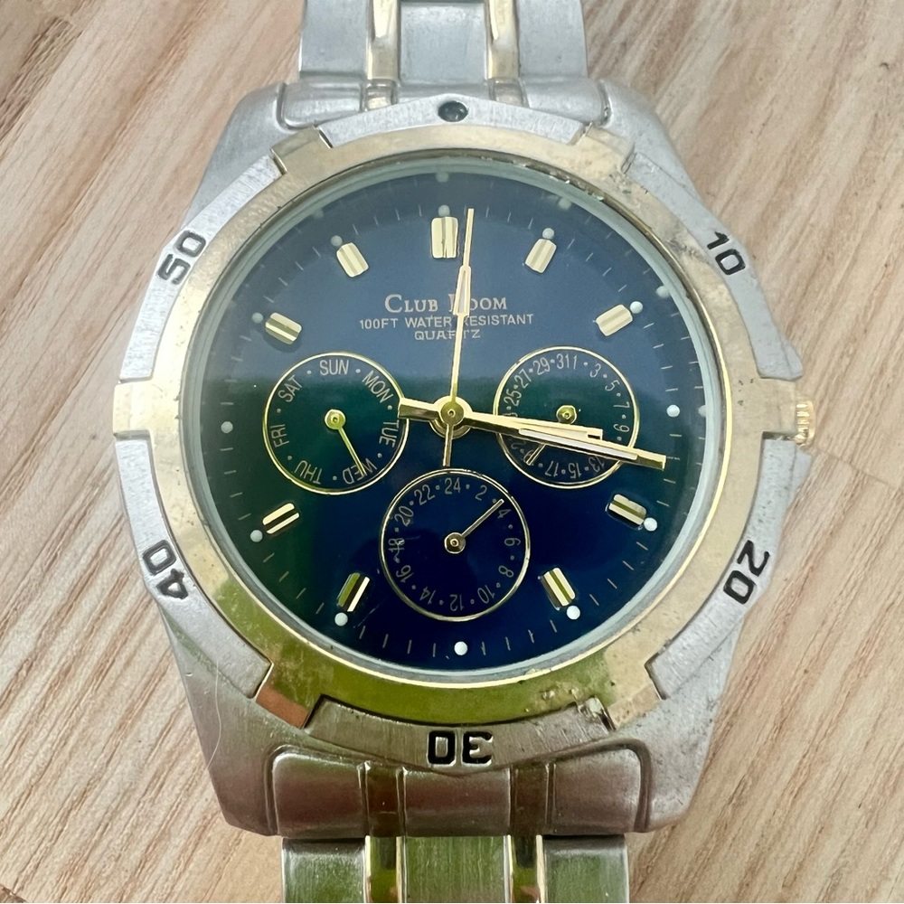 Club room by charter club men’s two toned dress watch NEW BATTERY